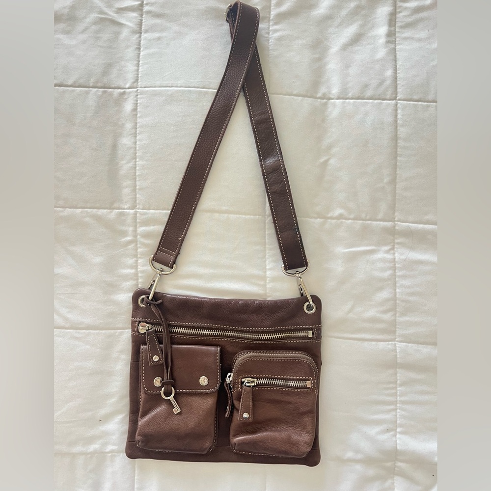 Fossil Dark Brown Leather Messenger Bag